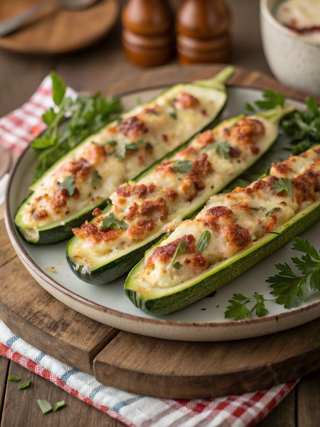Cheese Stuffed Zucchini Boats