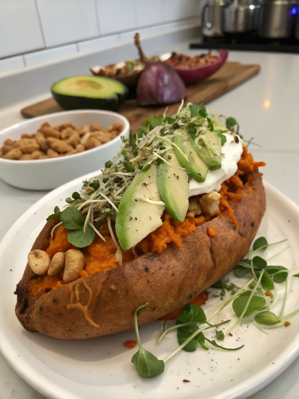 Loaded Roasted Sweet Potato - Tasty Simply Vegan
