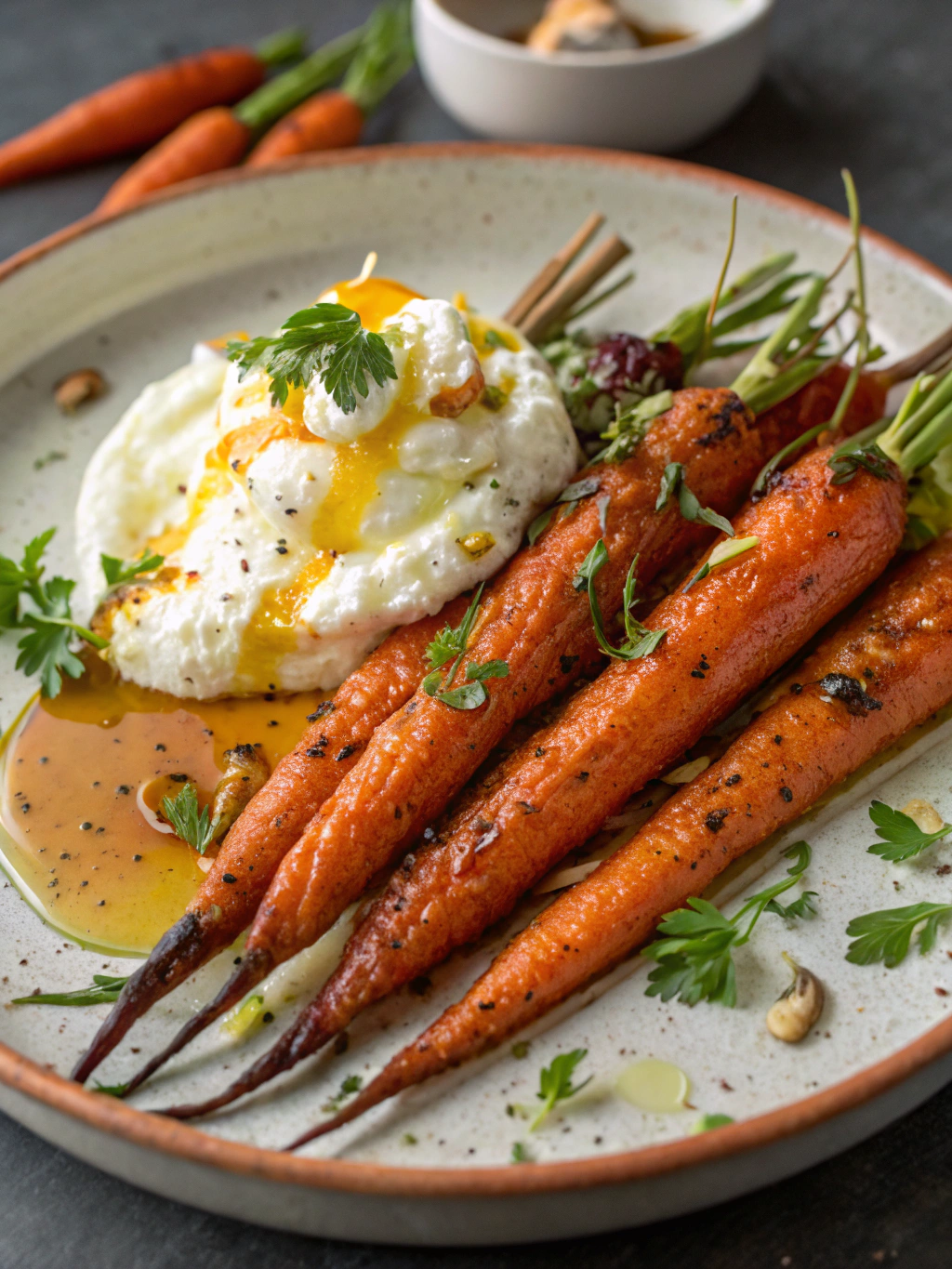 Roasted Carrots with Whipped Ricotta and Hot Honey
