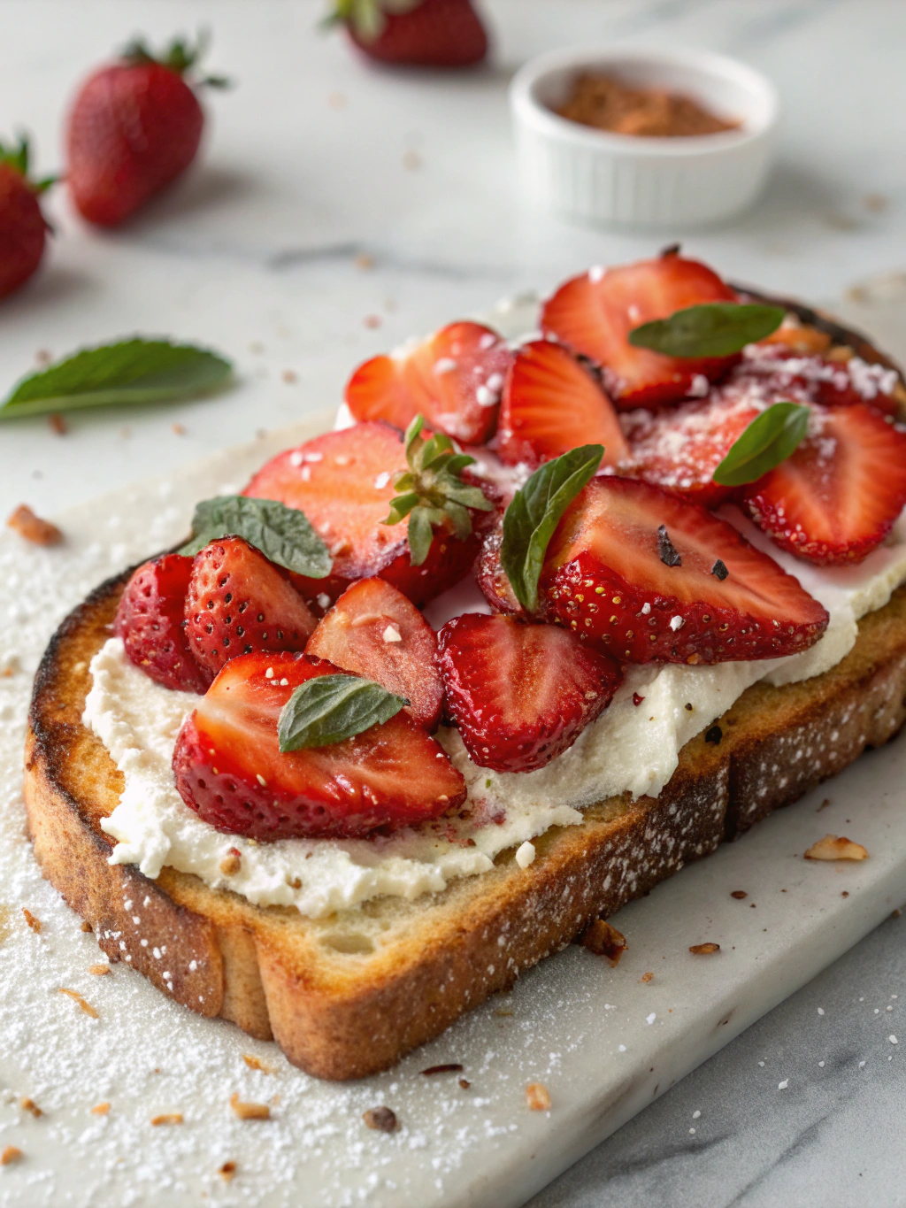 Roasted Strawberry Whipped Ricotta Toast