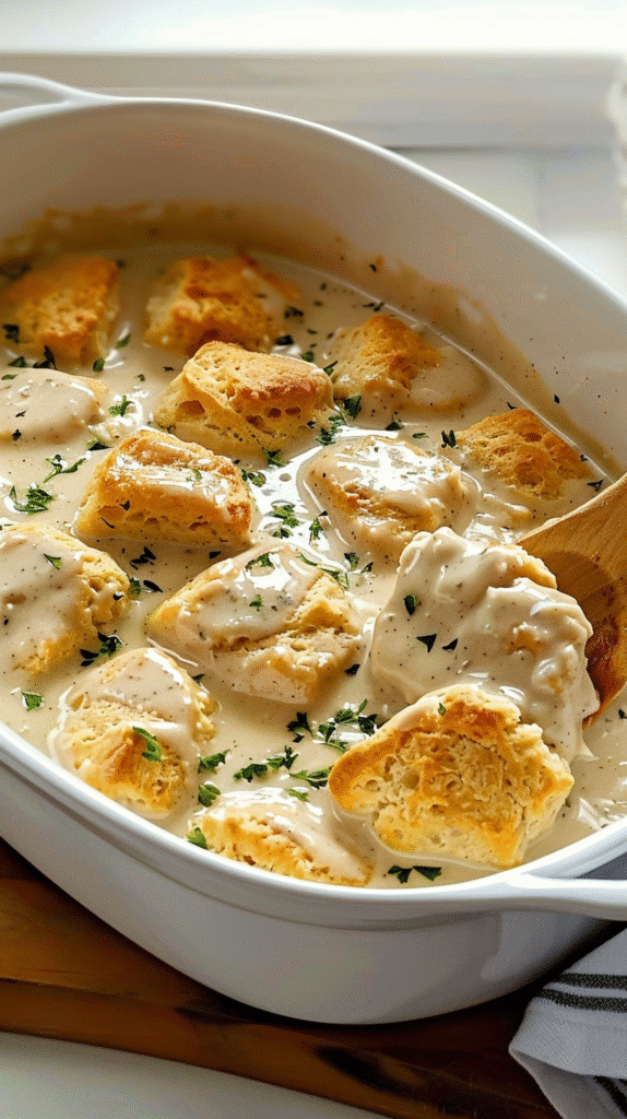 Biscuits and Gravy Breakfast Casserole