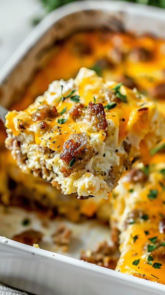 Savory Breakfast Sausage and Cheese Casserole Recipe
